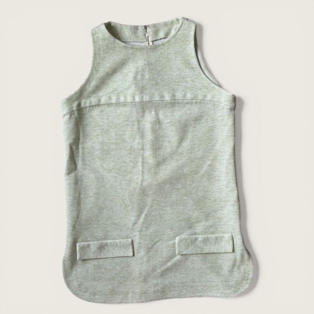 Vintage 1960s Handmade Pale Green Sleeveless Mod Shift Dress Mini